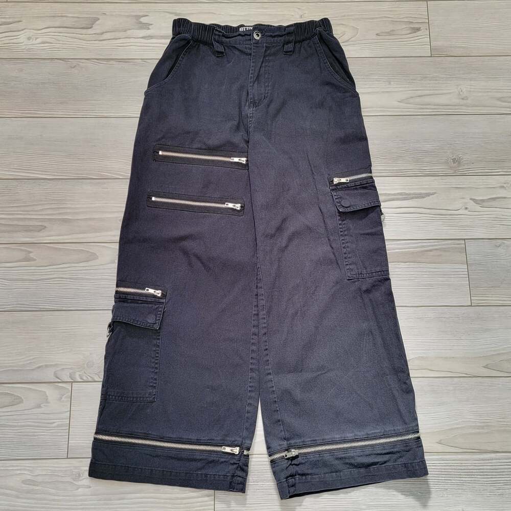 HOTTOPIC Black Grunge Zipper Side Chain Cargo Skater Pants